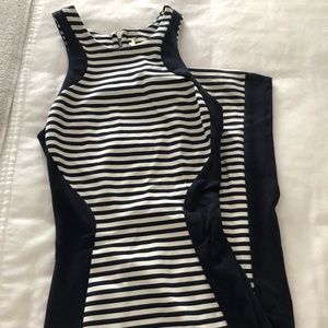 Michael Kors Fitted Nautical Stripe Maxi Dress